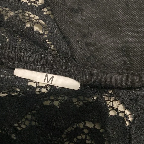 Vintage Black sheer Lace crop Biker style jacket size M - Picture 7 of 12